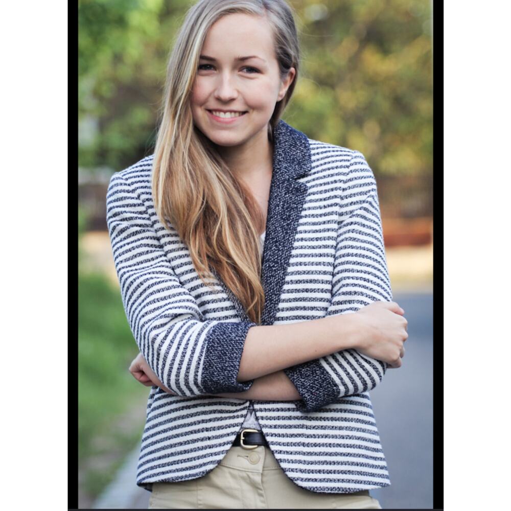 Zara Trafaluc Collection Nautical Stripe Blazer Jacket Women’s Small Navy White